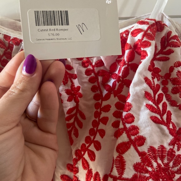 NWT  Red and White Romper - Picture 2 of 5
